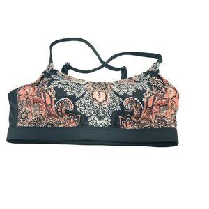 Kona Sol Women's Size Small 4-6 Removable Pads Bikini Swim Top Paisley Pink Gray